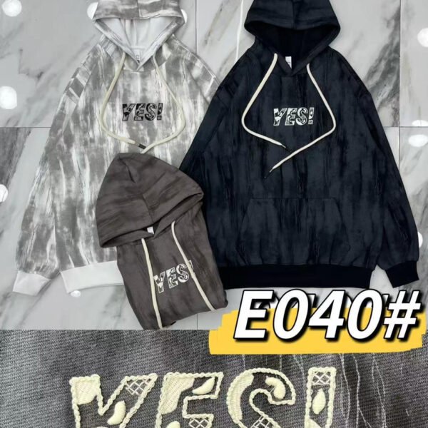 Washed tie-dye "YES!"graphic hoodies