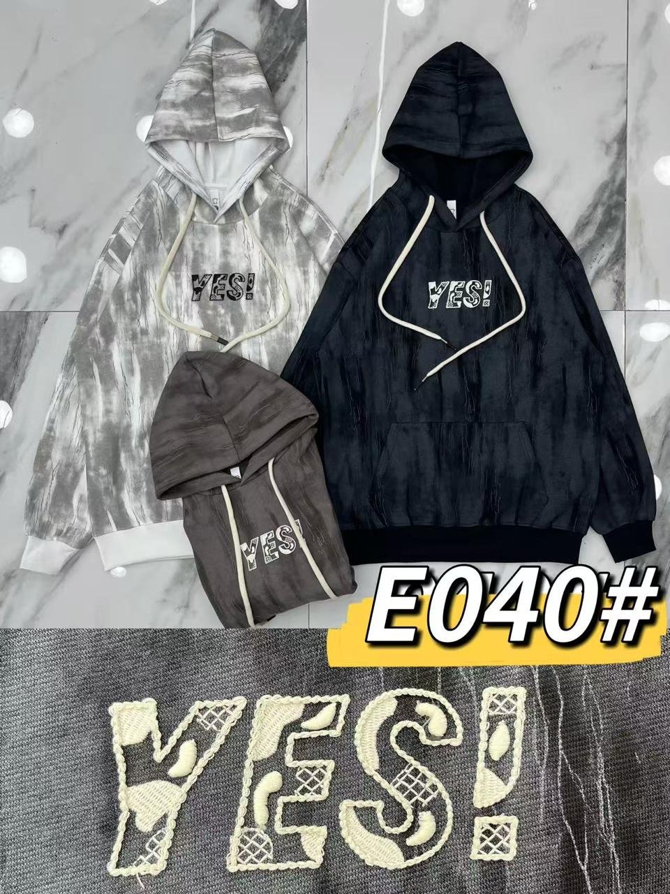Untitled-15 copy Washed tie-dye "YES!"graphic hoodies - Image 1