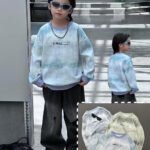 Tie-dye or gradient-print long-sleeved sweatshirt